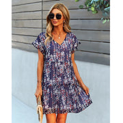V-neck ruffled A-line dress, view 28 - MRSLM
