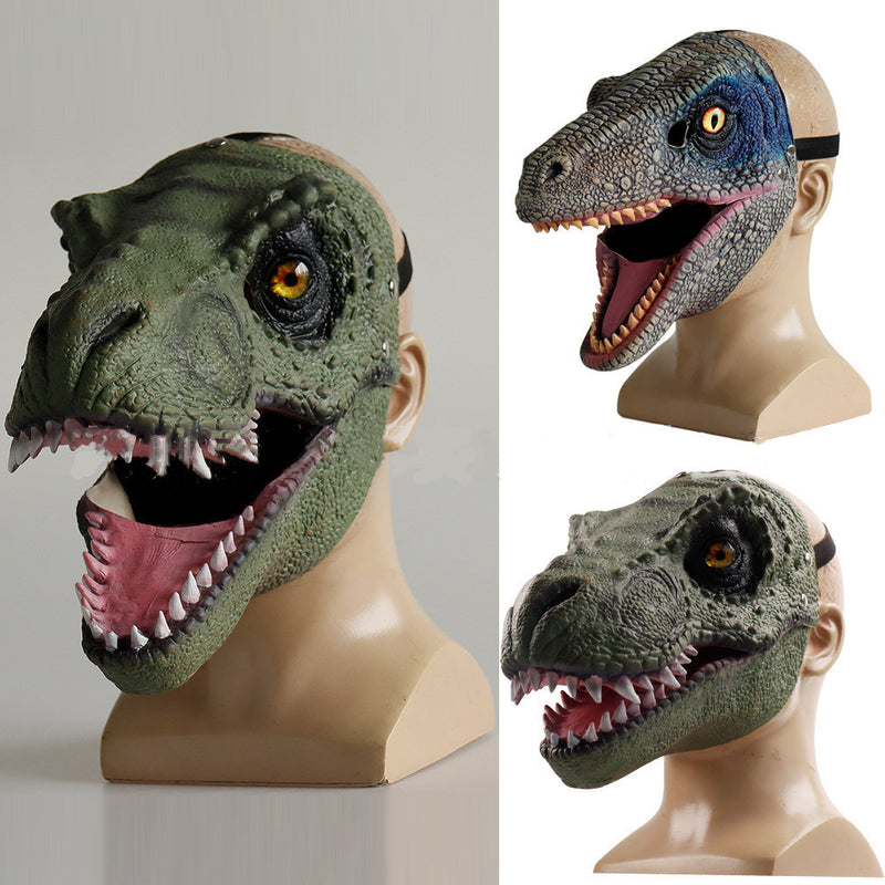 Dinosaur moving mouth latex mask, view 4 - MRSLM
