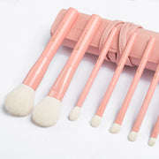 7-piece pink makeup brush set, view 4 - MRSLM
