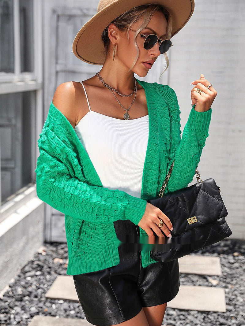 women's textured knit cardigan sweater, view 2 - MRSLM