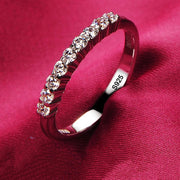 silver-plated round cut zircon ring, view 6 - MRSLM