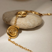 gold plated geometric spiral pendant necklace, view 9 - MRSLM