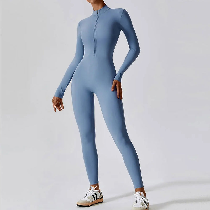 women's long sleeve yoga jumpsuit, view 18 - MRSLM