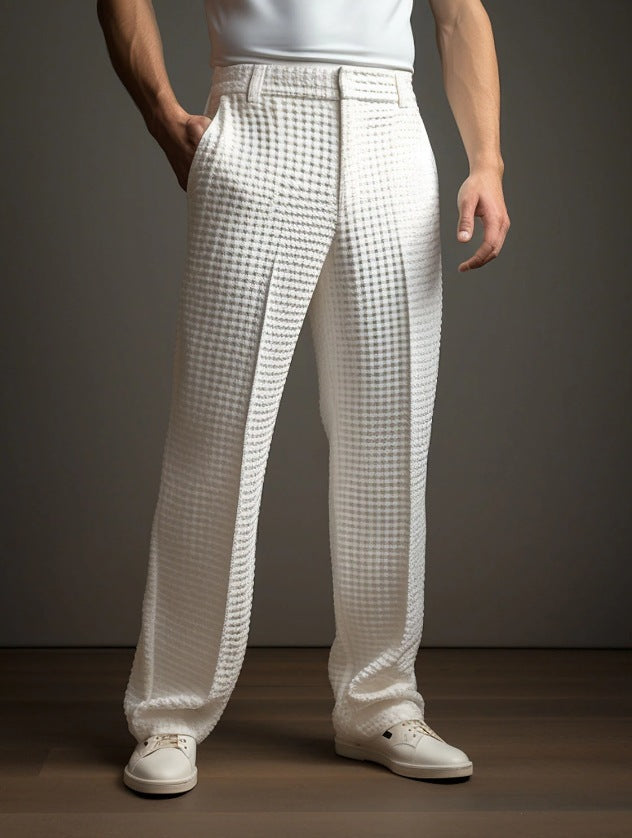 men's straight waffle-knit suit pants, view 6 - MRSLM