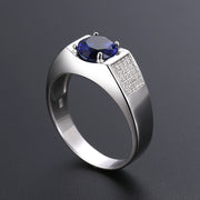 s925 silver retro round gemstone halo ring - MRSLM