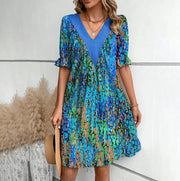 loose V-neck dress, view 4 - MRSLM