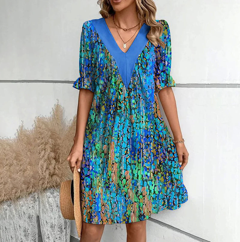 loose V-neck dress, view 4 - MRSLM