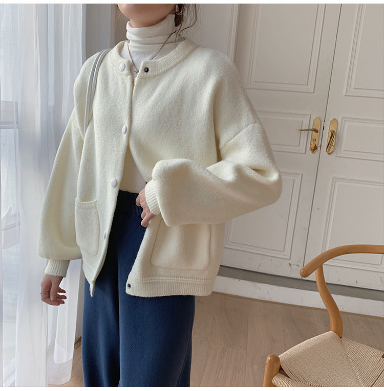 women's knit cardigan, straight fit, view 3 - MRSLM
