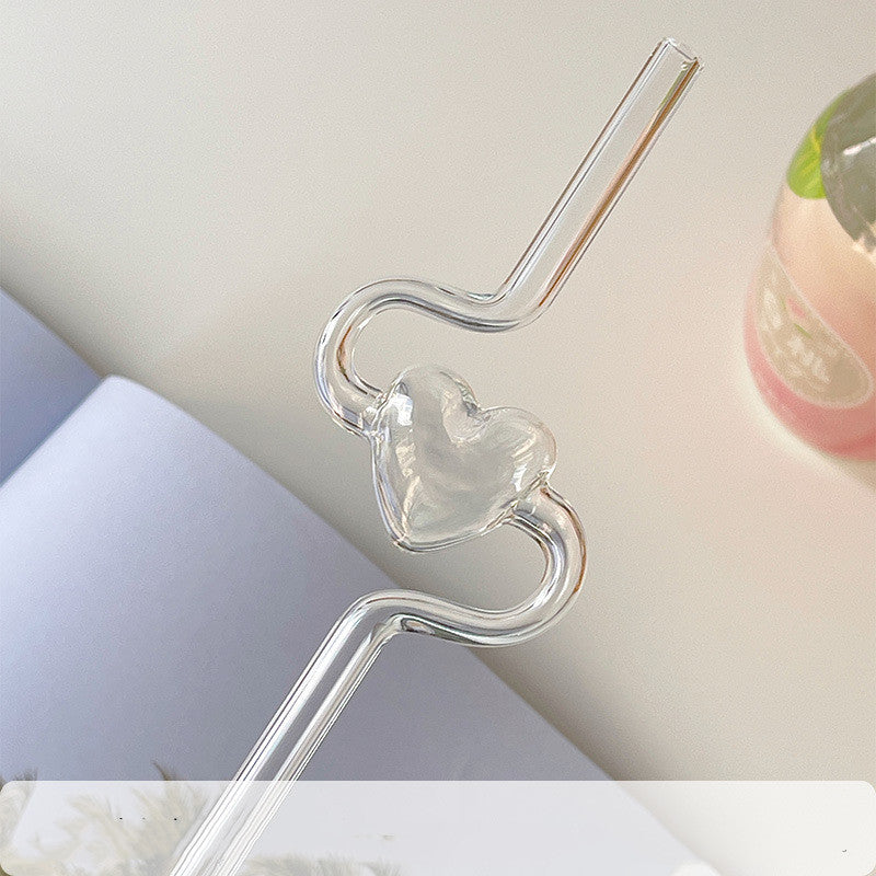 Heart glass drinking straw, view 6 - MRSLM