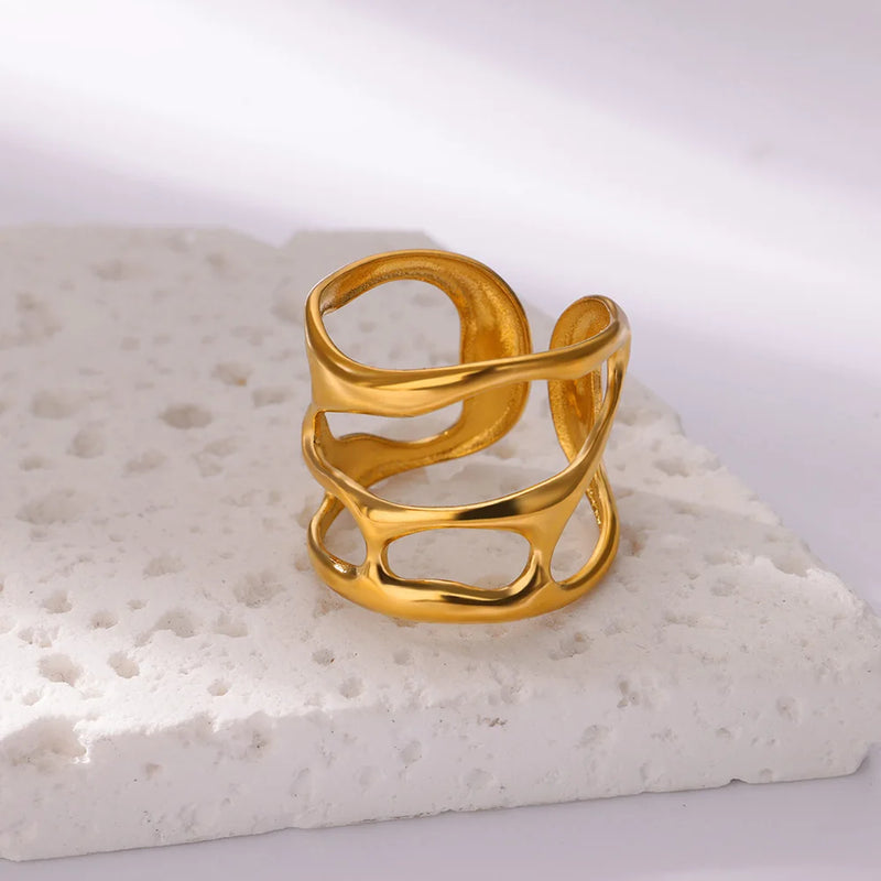 minimalist twisted stainless steel ring, view 6 - MRSLM