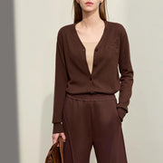 V-neck embroidered knit cardigan, view 2 - MRSLM