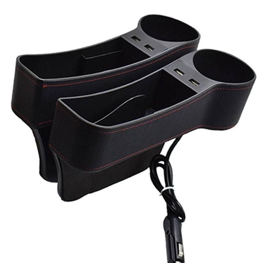 leather car seat gap organizer with dual usb - MRSLM