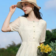 french floral square neck summer dress, view 2 - MRSLM