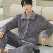 Men's flannel lounge robe cardigan set - MRSLM