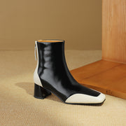 genuine leather women's square toe ankle boots, view 7 - MRSLM