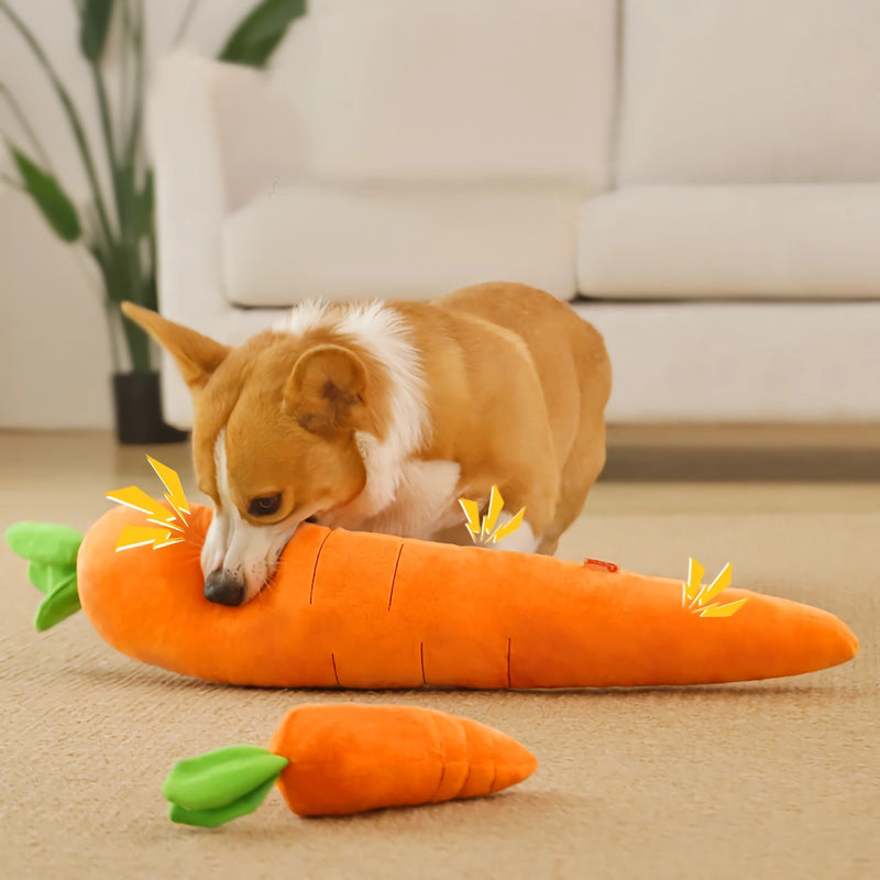 carrot plush chew toy for dogs, view 4 - MRSLM