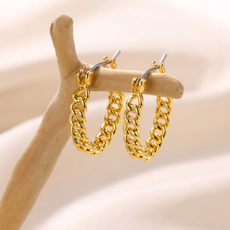 Gold color stainless steel hoop earrings - MRSLM