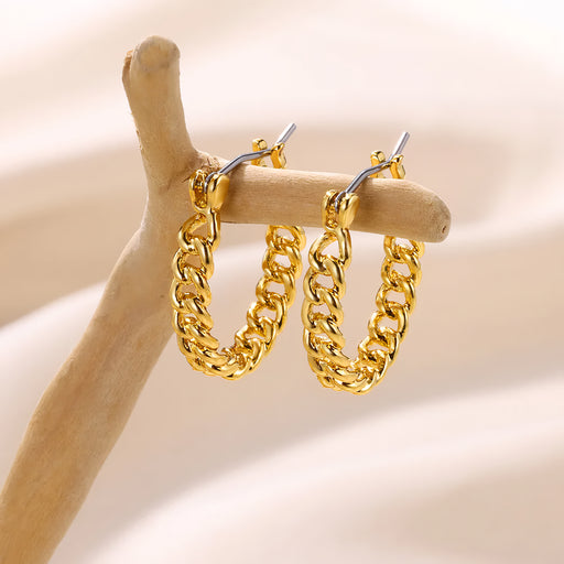 Gold color stainless steel hoop earrings - MRSLM