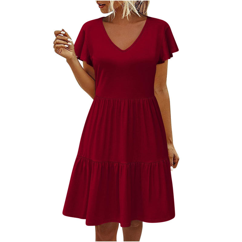 women's pleated layered dress, view 8 - MRSLM