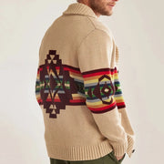 Men's jacquard knit cardigan sweater coat, view 5 - MRSLM