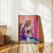 tiger in a bathroom canvas print, view 2 - MRSLM