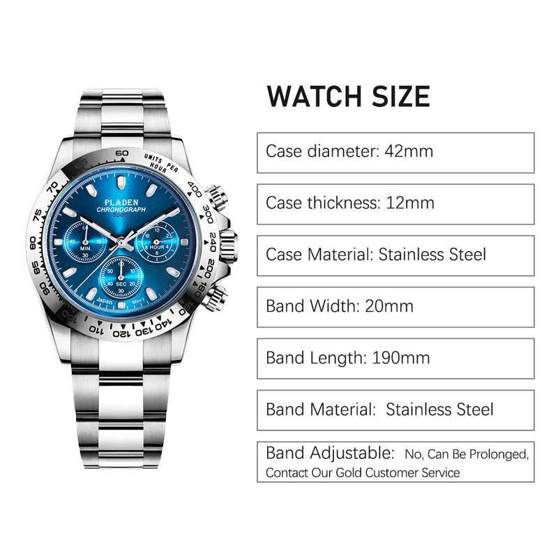 men's steel band luminous quartz watch, view 9 - MRSLM