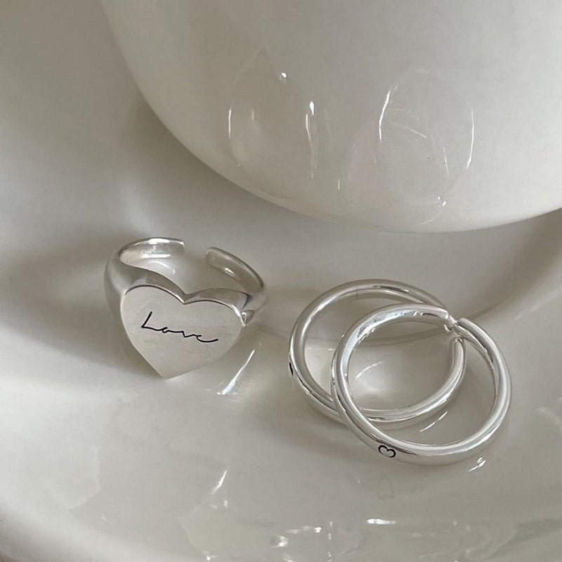 sterling silver love letter ring, view 3 - MRSLM