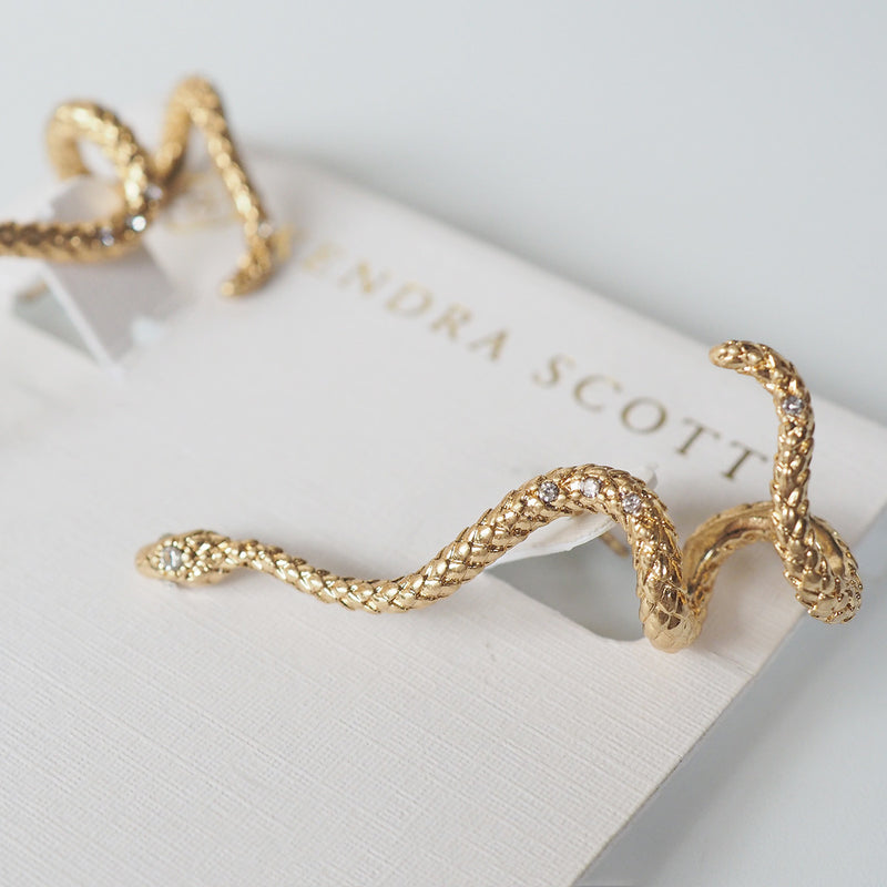 gold snake wrap vintage earrings, view 2 - MRSLM