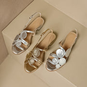 sheepskin round toe sandals, view 8 - MRSLM