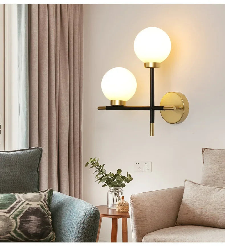 nordic double head led wall sconce, view 3 - MRSLM