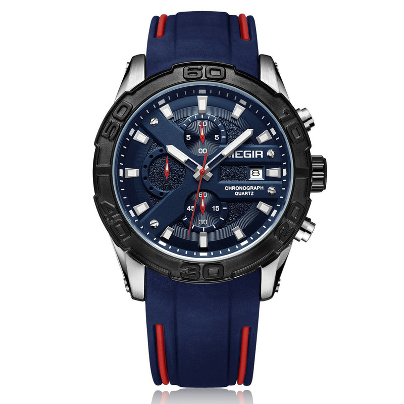 men's silicone strap luminous quartz watch, view 5 - MRSLM