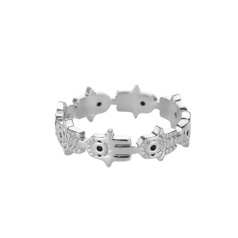 Hamsa hand stainless steel ring, view 3 - MRSLM