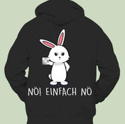 unisex rabbit back print hoodie black, view 2 - MRSLM