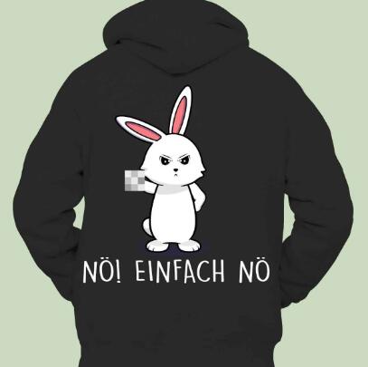 unisex rabbit back print hoodie black, view 2 - MRSLM