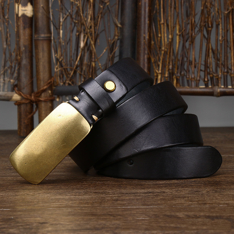 wide thick leather belt for men, view 5 - MRSLM