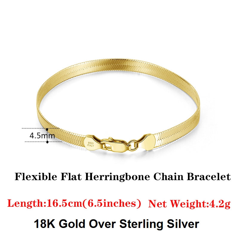 s925 silver flat snake bracelet, view 3 - MRSLM