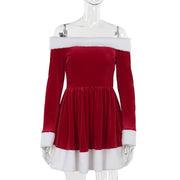 christmas off-shoulder a-line dress, view 6 - MRSLM