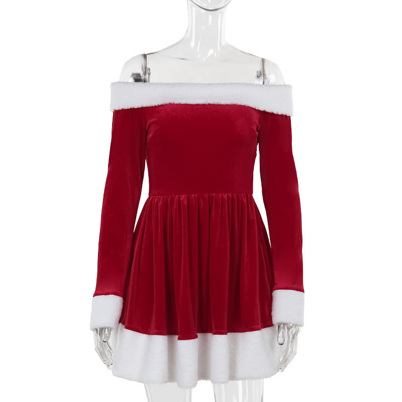 christmas off-shoulder a-line dress, view 6 - MRSLM