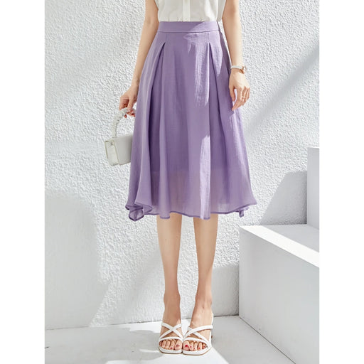 purple high waist a-line skirt, view 2 - MRSLM