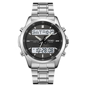 men's double display steel watch, view 6 - MRSLM