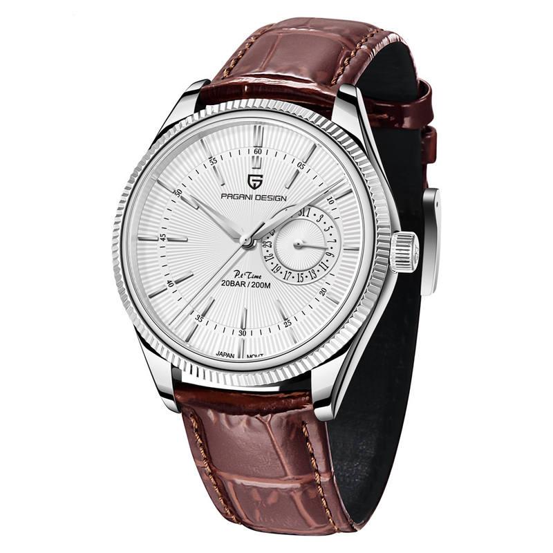 men's quartz watch with leather band, view 5 - MRSLM