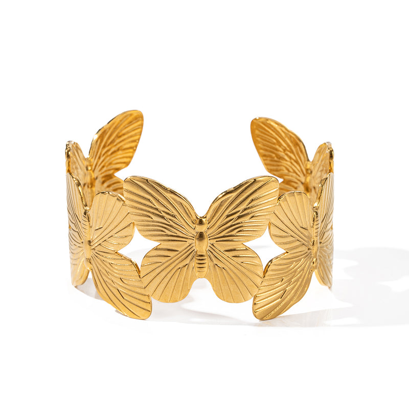 gold butterfly bracelet, view 2 - MRSLM