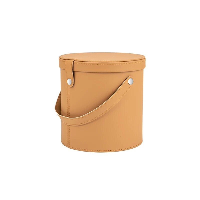 Deluxe PU Leather Car Trash Can with Rolling Cover