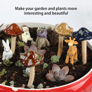 4-piece ceramic garden mushroom ornaments, view 6 - MRSLM