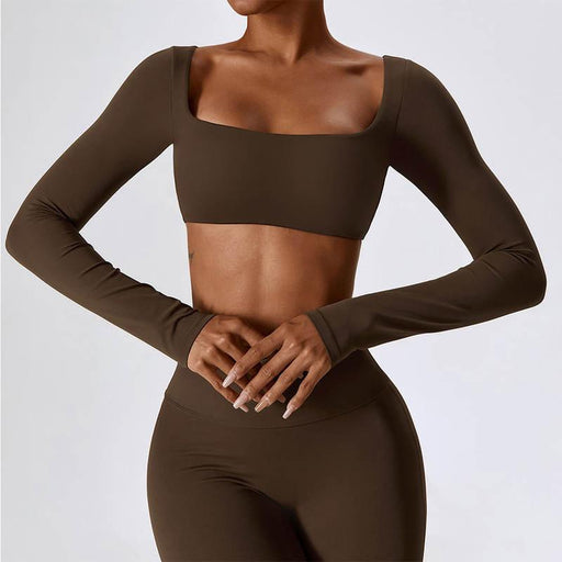 long sleeve crop top yoga shirt - MRSLM