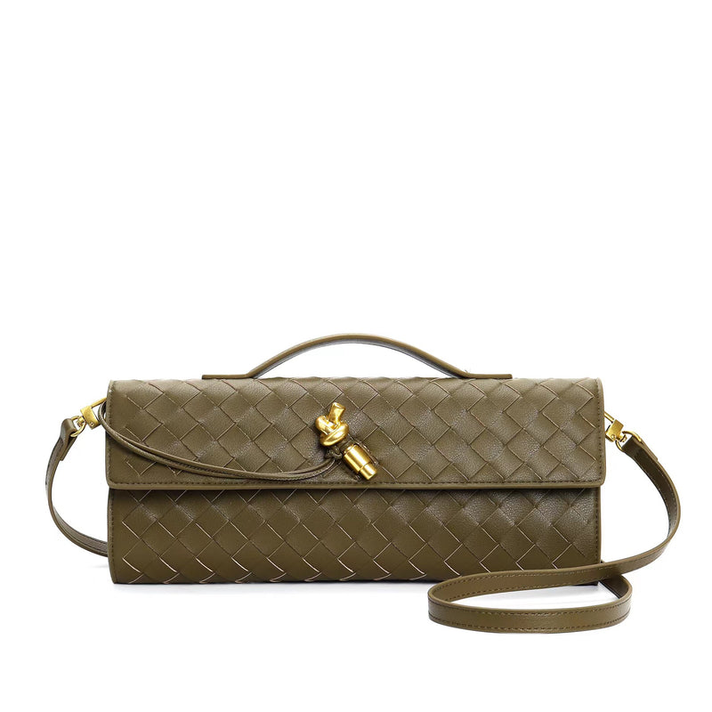 woven leather crossbody clutch bag, view 25 - MRSLM