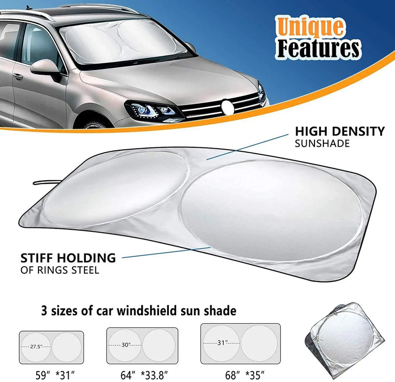 compact silver-coated car sunshade, view 4 - MRSLM