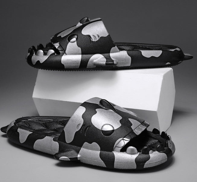 cute shark couple slide slippers, view 3 - MRSLM