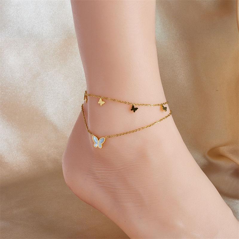 double-layer butterfly anklet, view 3 - MRSLM