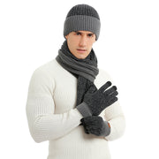 Men's knit hat, scarf and gloves winter set, view 7 - MRSLM